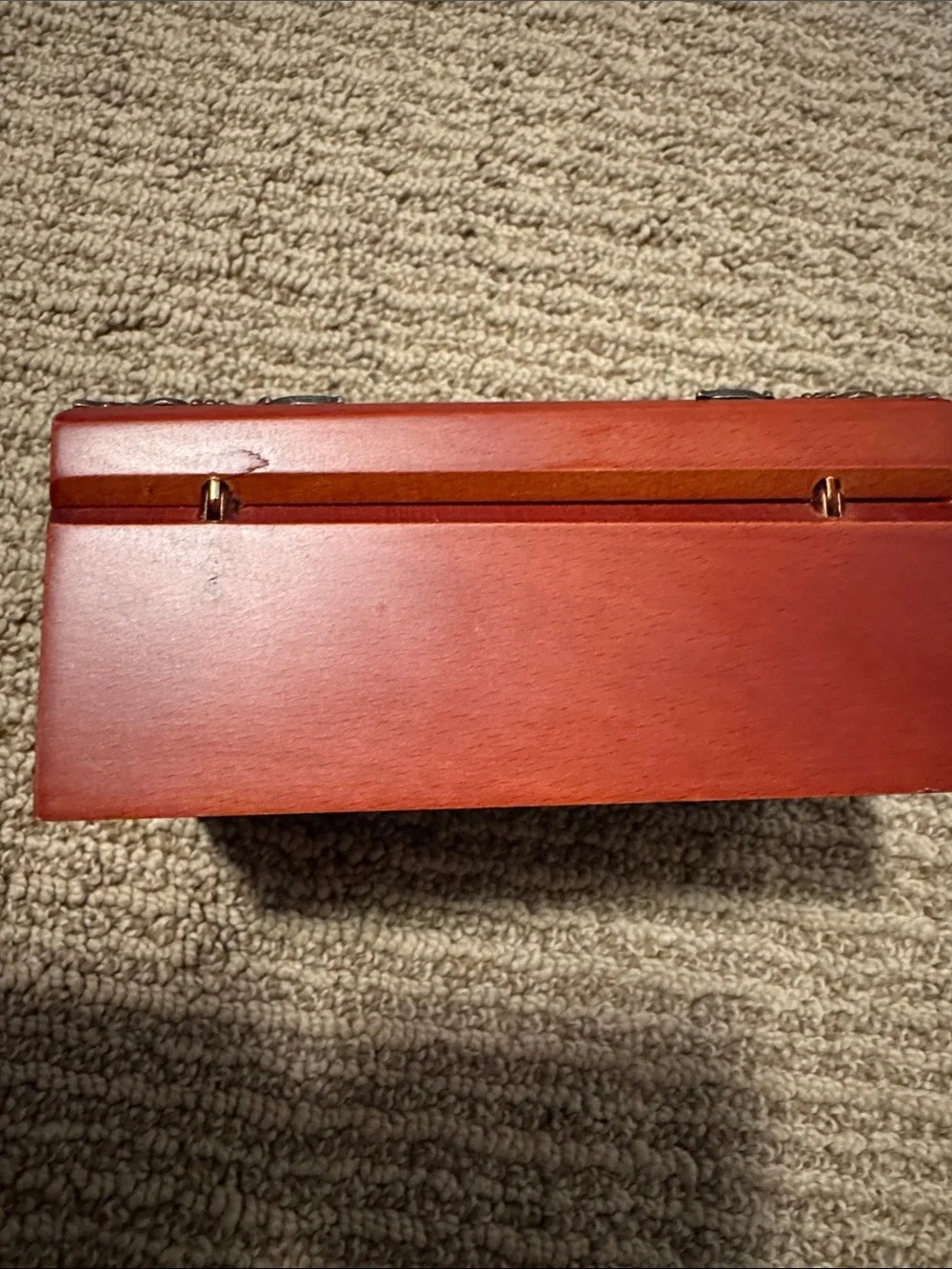 Sanko Japan Red Decorative Jewelry Box  Music Box with Antique Accents.
